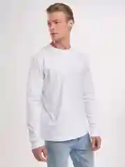 Белый лонгслив мужской, базовый BEJAMPER