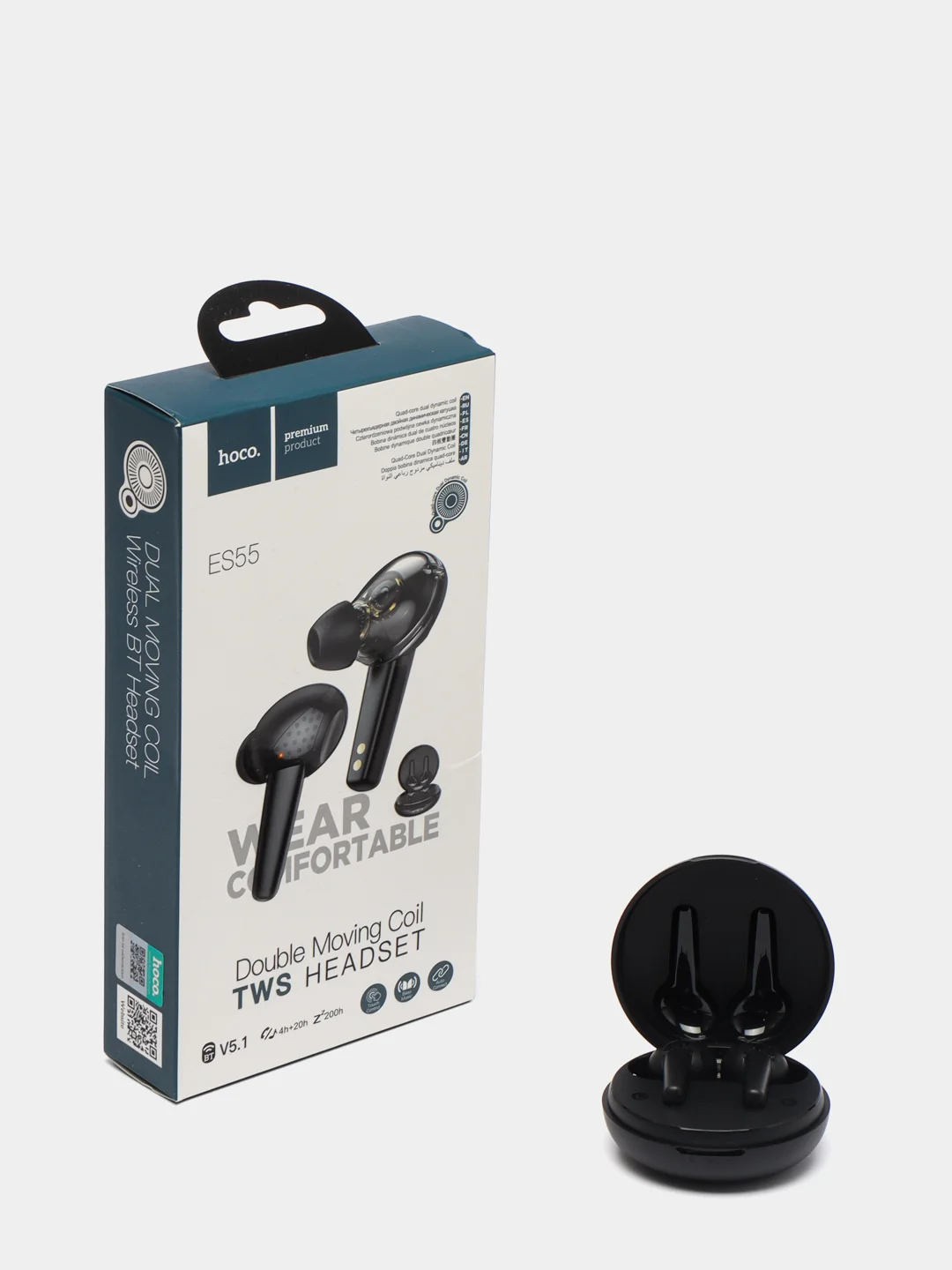 Черный беспроводные Bluetooth-наушники вкладыши с микрофоном, ES55
