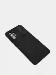Черный чехол с раздвижным окном для защиты камеры и бархатом внутри Samsung A72