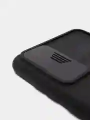 Черный чехол с раздвижным окном для защиты камеры и бархатом внутри Samsung A72
