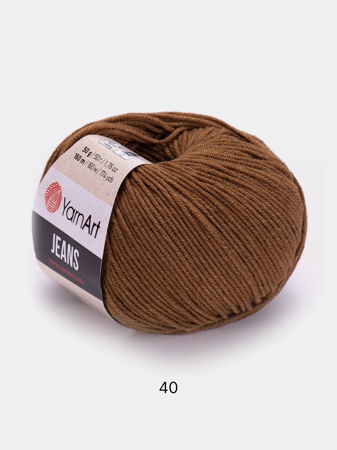 Коричневый пряжа YarnArt Jeans, 55% Хлопок, 45% Акрил, 50 г, 160 м  (часть1) Ярн Арт Джинс