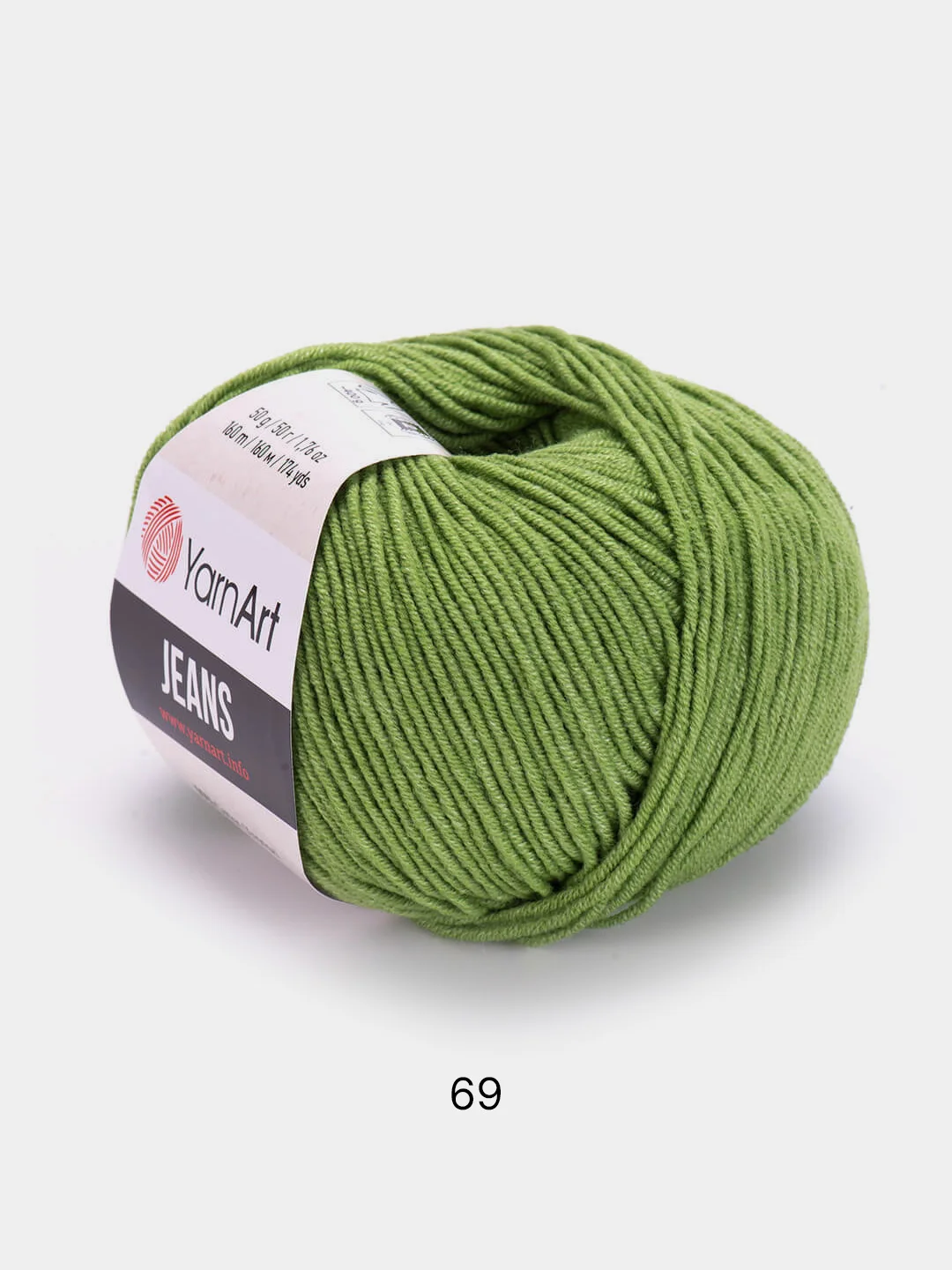 Оливковый пряжа YarnArt Jeans, 55% Хлопок, 45% Акрил, 50 г, 160 м  (часть1) Ярн Арт Джинс
