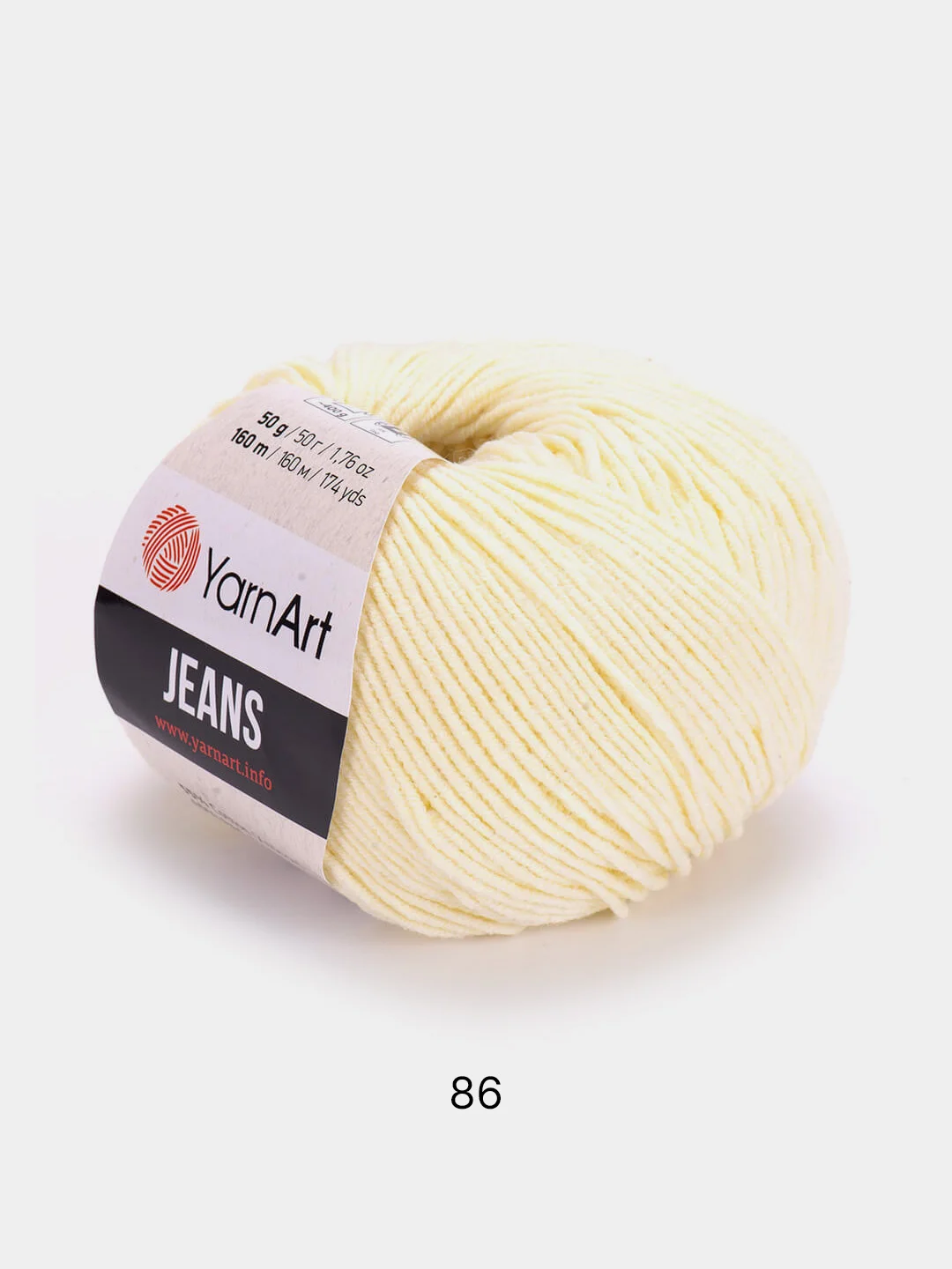 Светло-жёлтый пряжа YarnArt Jeans, 55% Хлопок, 45% Акрил, 50 г, 160 м  (часть1) Ярн Арт Джинс