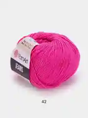 Фуксия пряжа YarnArt Jeans, 55% Хлопок, 45% Акрил, 50 г, 160 м  (часть1) Ярн Арт Джинс
