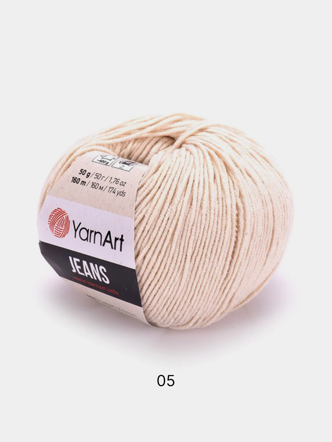Бежевый пряжа YarnArt Jeans, 55% Хлопок, 45% Акрил, 50 г, 160 м  (часть1) Ярн Арт Джинс