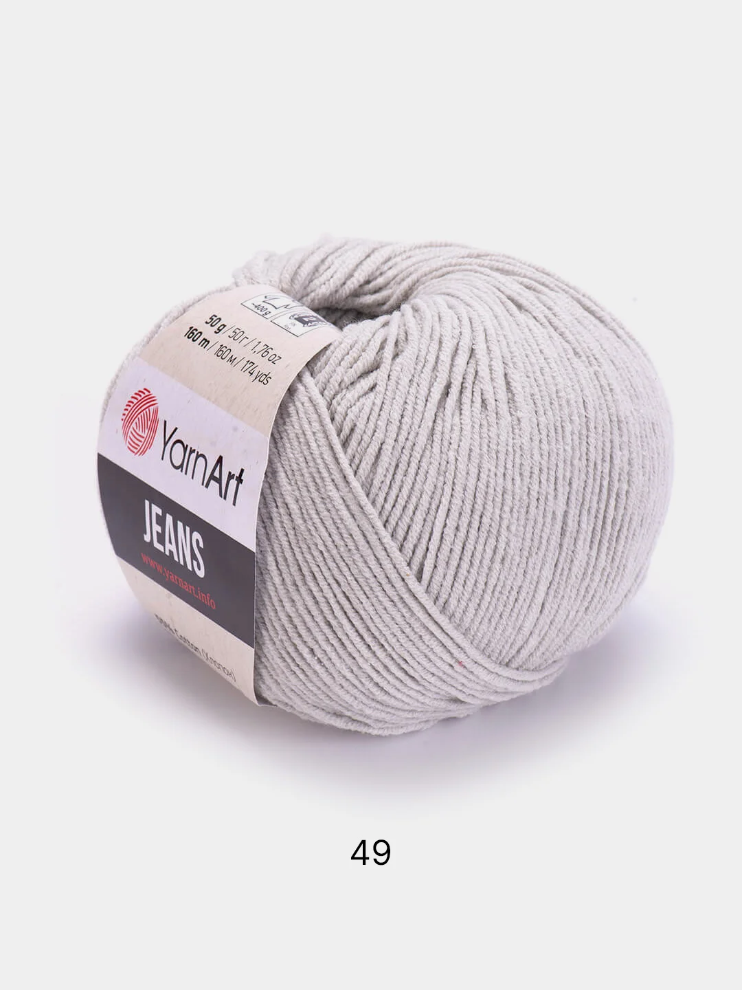 Серебряный пряжа YarnArt Jeans, 55% Хлопок, 45% Акрил, 50 г, 160 м  (часть1) Ярн Арт Джинс