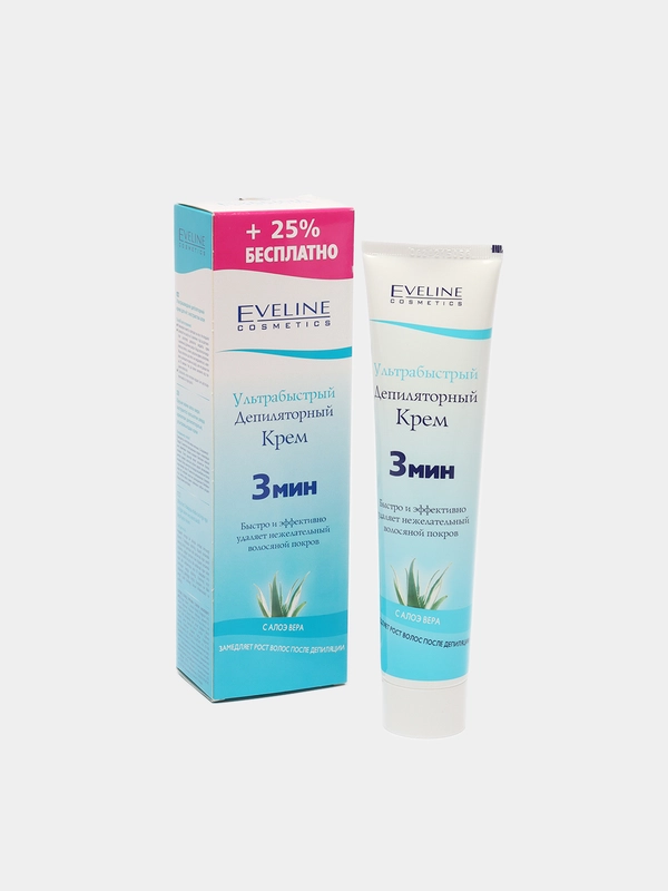 Eveline Cosmetics Крем для депиляции УЛЬТРА БЫСТРЫЙ 3 мин. с экстрактом Алоэ Вера, 125мл
