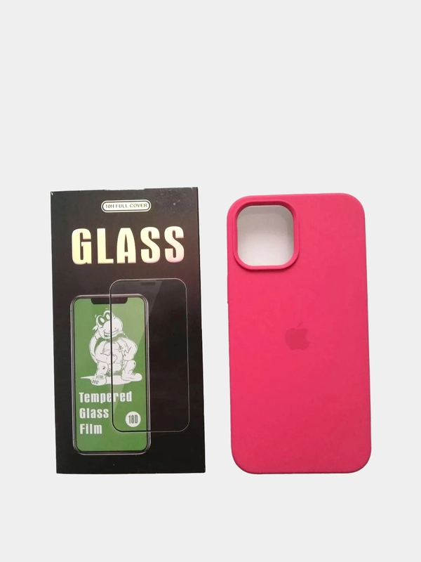 Набор, чехол Silicone Case и защитное стекло, для iPhone 12 Pro / айфон 12 (6.7)