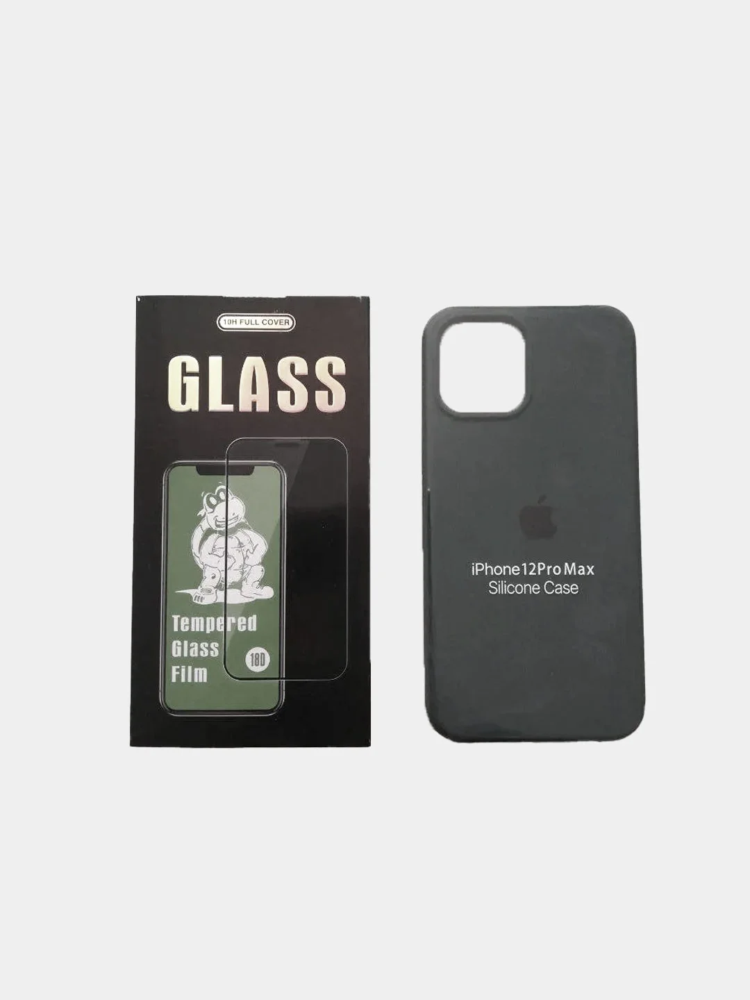 Зеленый набор, чехол Silicone Case и защитное стекло, для iPhone 12 Pro / айфон 12 (6.7)