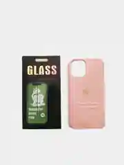 Розовый набор, чехол Silicone Case и защитное стекло, для iPhone 12 Pro / айфон 12 (6.7)