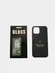Черный набор, чехол Silicone Case и защитное стекло, для iPhone 12 Pro / айфон 12 (6.7)