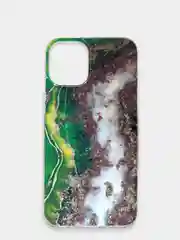 Зеленый чехол iPhone 12 / 12 Pro (6.1), 12 mini (5.4) силиконовый с мраморным рисунком