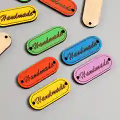 Желтый бирка "Hand made" 5х2 см МИКС