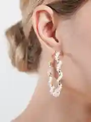 Белый серьги-кольца женские, с жемчугом