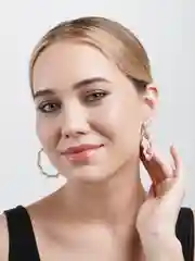 Белый серьги-кольца женские, с жемчугом