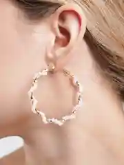 Белый серьги-кольца женские, с жемчугом