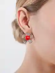Серьги с фианитами / Серьги ромашки / Серьги цветы
