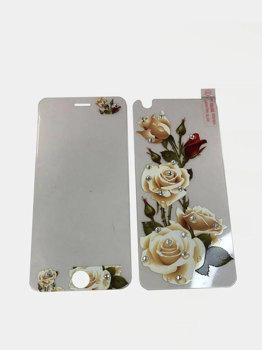 Зеленый защитное стекло iPhone 6 / 6S 2 в 1 двухсторонее с цветами и стразами  mobus
