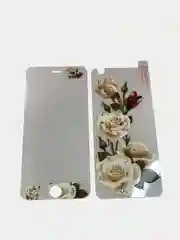Зеленый защитное стекло iPhone 6 / 6S 2 в 1 двухсторонее с цветами и стразами  mobus