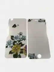 Розовый защитное стекло iPhone 6 / 6S 2 в 1 двухсторонее с цветами и стразами  mobus