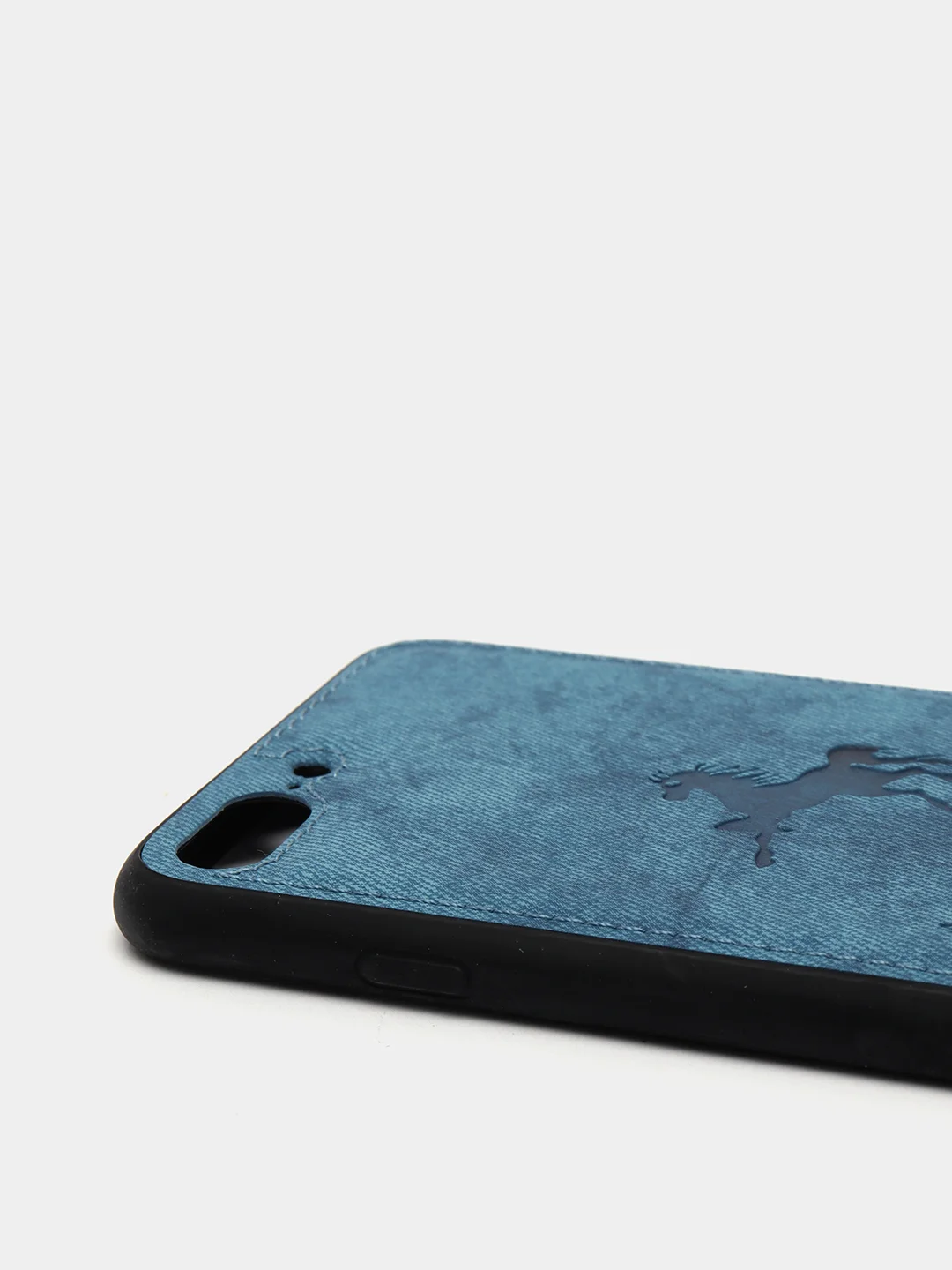 Синий дизайнерский чехол на iPhone с конем
