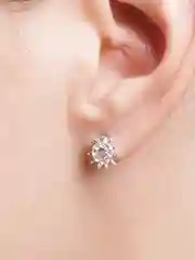 Серебряный набор необычных мини-пусетов и колье "Mademoiselle"