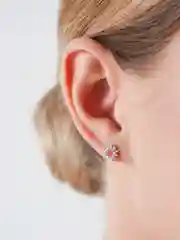 Серебряный набор необычных мини-пусетов и колье "Mademoiselle"