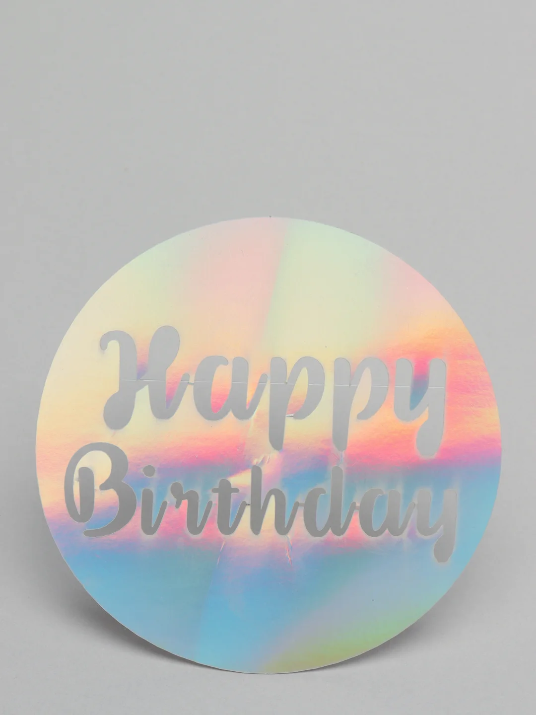 Белый топпер для украшения торта круг "Happy birthday"