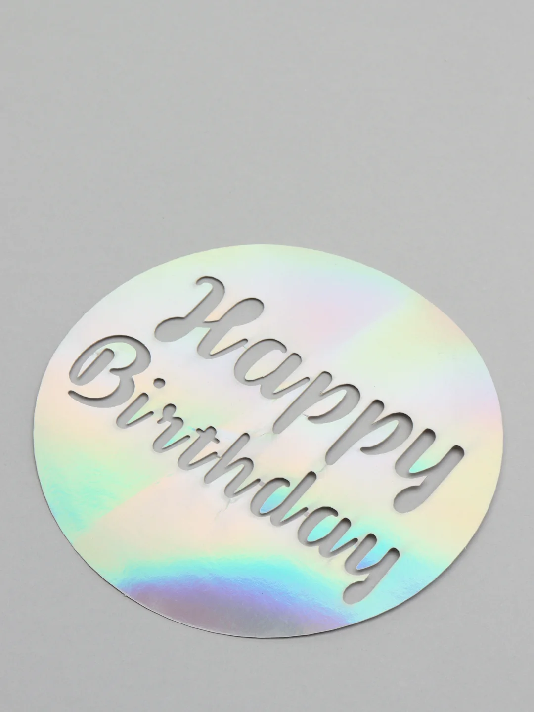 Белый топпер для украшения торта круг "Happy birthday"