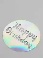 Белый топпер для украшения торта круг "Happy birthday"