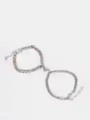 Серебряный парные браслеты с сердечком, 2 штуки