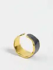 Черный кольцо женское с цветной эмалью безразмерное
