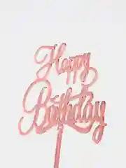 Серый металлик топпер для торта Happy Birthday