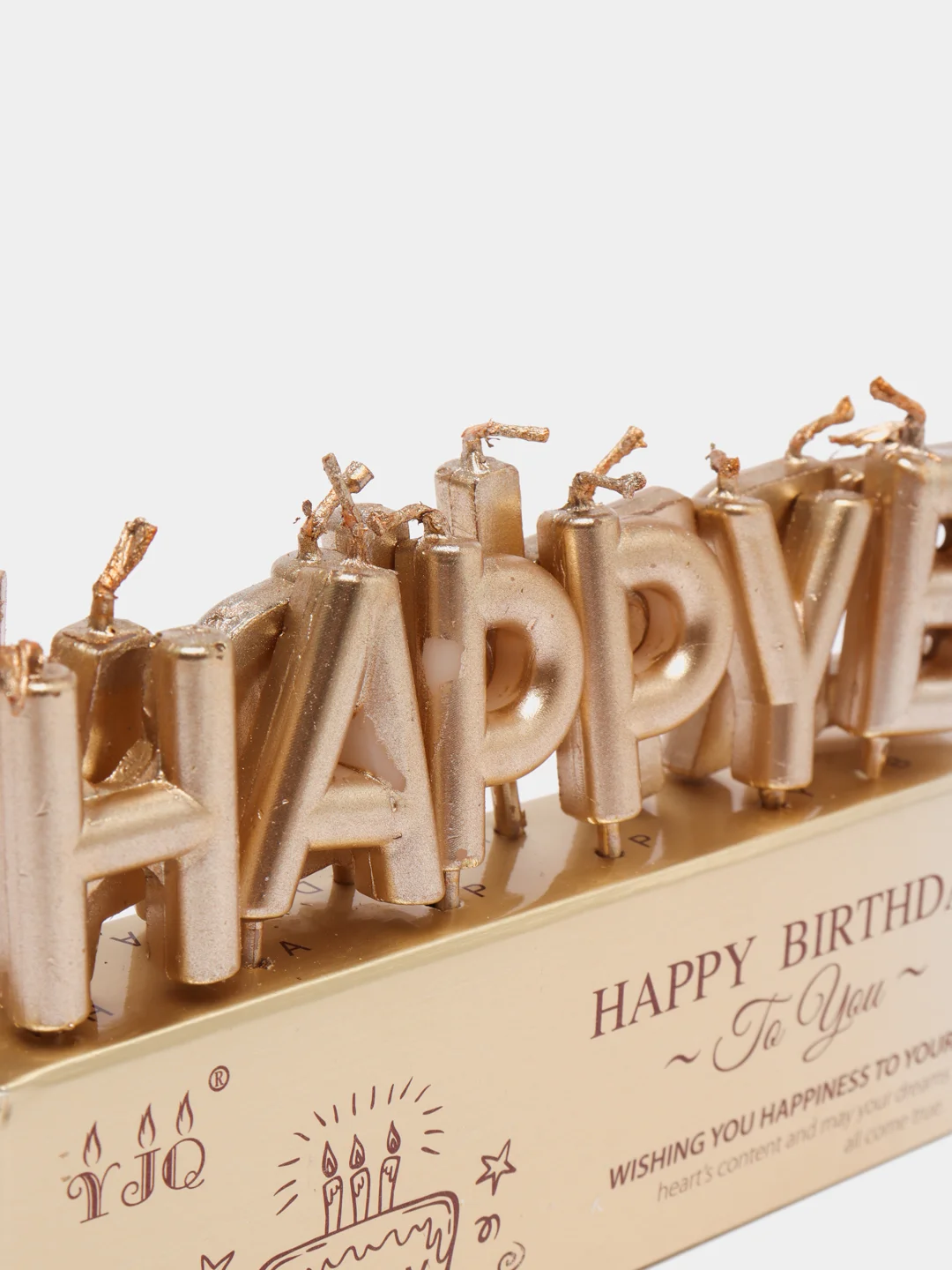 Бежевый набор свечей для торта на день рождения Happy Birthday