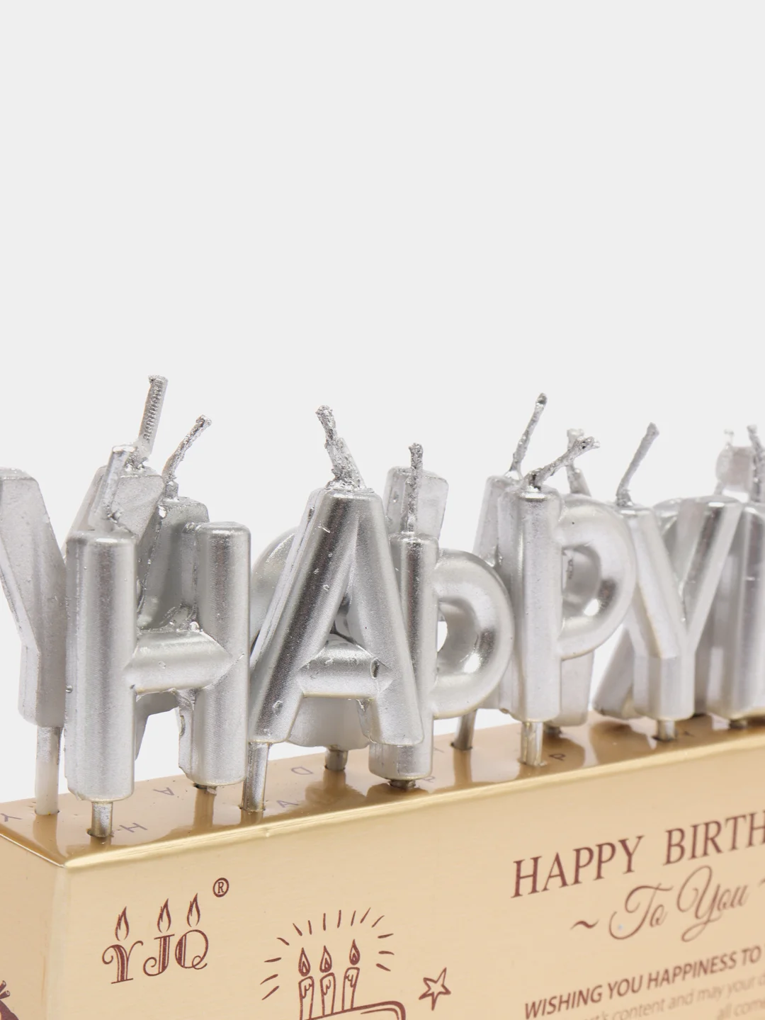 Серебряный набор свечей для торта на день рождения Happy Birthday