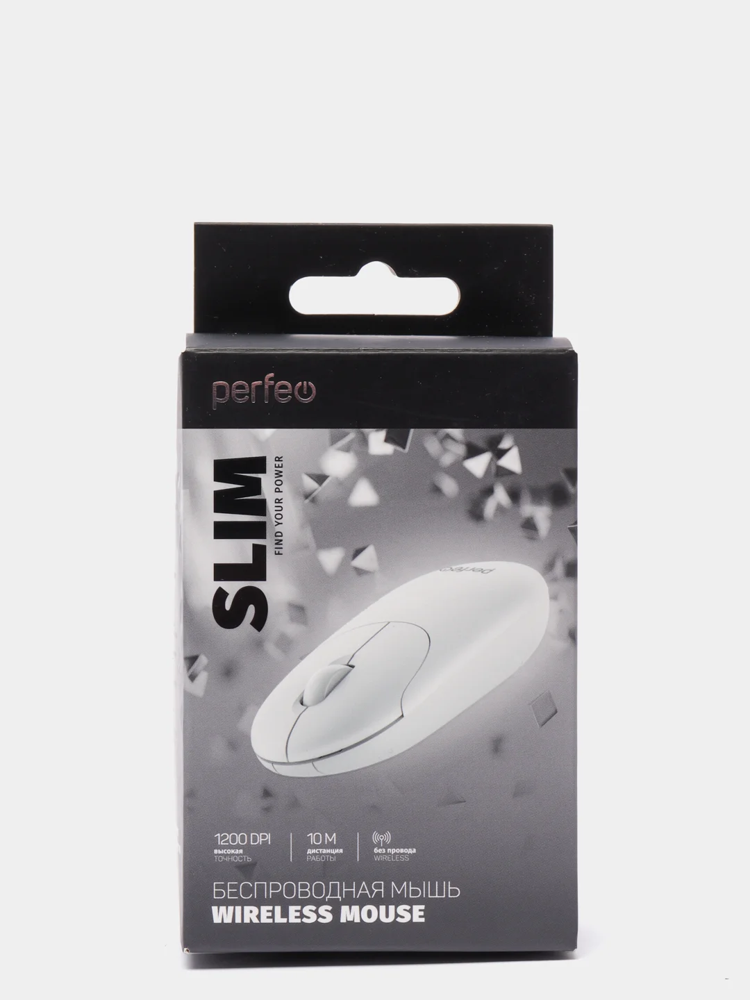 Белый мышь беспроводная Perfeo SLIM оптическая 3 кнопки, DPI 1200, USB