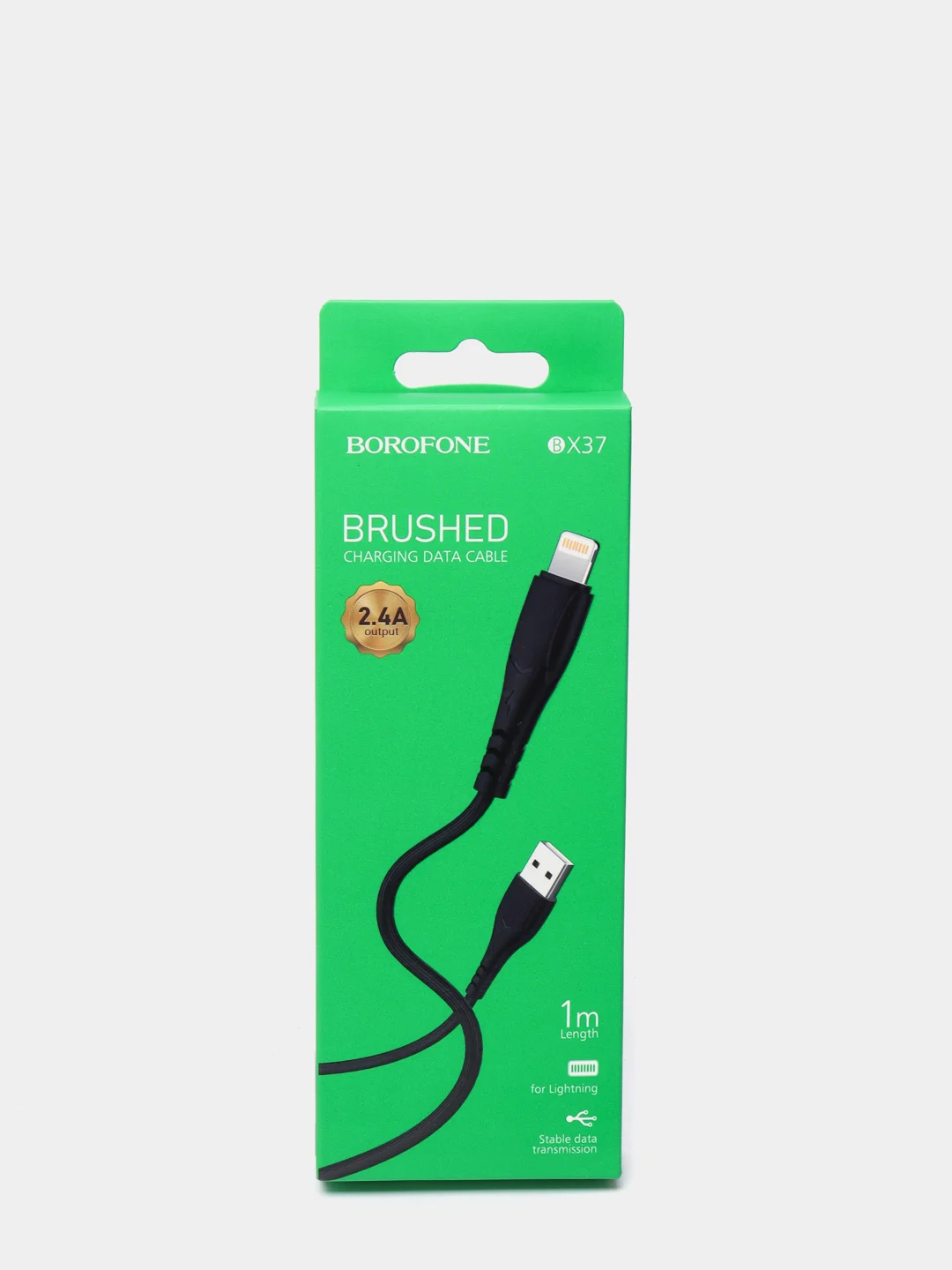 Черный кабель зарядки для iPhone 6, 7, 8, X, XS, XR, 11 USB Lightning Borofone BX37