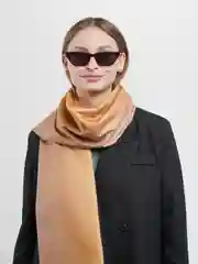 Горчичный палантин / палантины женские / шарф платок женский / весна осень /двухсторонний с бахромой