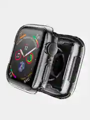 Чехол прозрачный для умных часов Apple Watch 1, 2, 3, 4, 5, 6, 7, SE с защитой экрана
