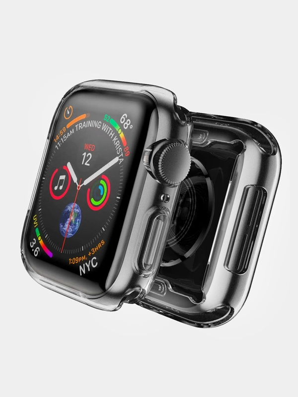 Чехол прозрачный для умных часов Apple Watch 1, 2, 3, 4, 5, 6, 7, SE с защитой экрана