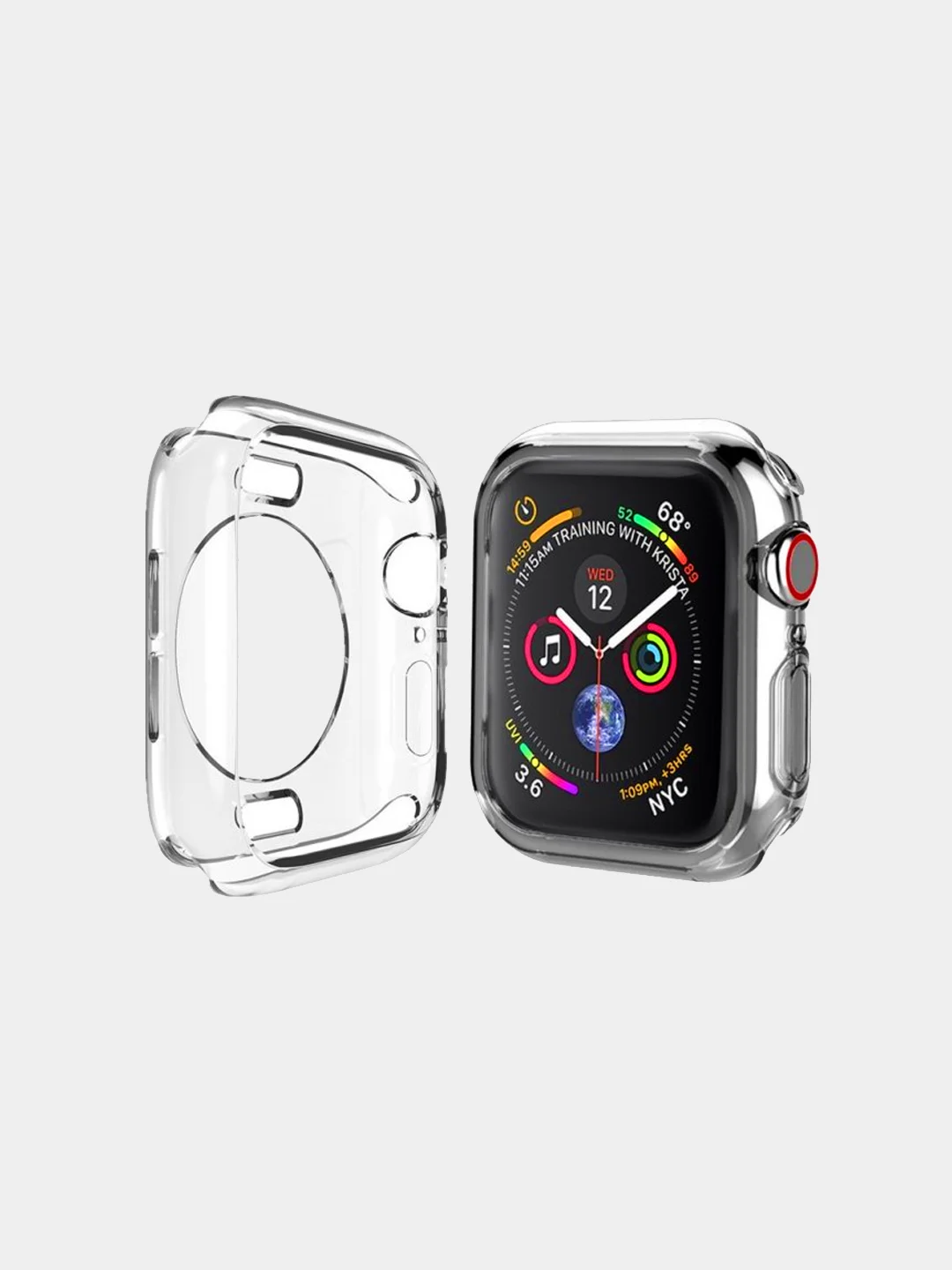 Чехол прозрачный для умных часов Apple Watch 1, 2, 3, 4, 5, 6, 7, SE с защитой экрана