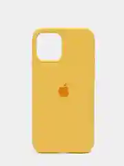 Желтый чехол для iPhone 12 / 12 Pro (6.1") Silicone Case закрытый низ с логотипом