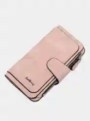 Розовый кошелек женский с отделениями, вместительный, замшевый