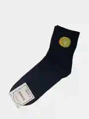 Черный носки хлопковые, высокие, с принтом "Фрукты"