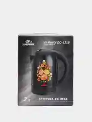 Черный чайник электрический Добрыня DO-1219 хохлома, 2.0л