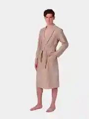 Бежевый халат вафельный мужской Великан, Макси, банный, домашний, 100% хлопок р.56-62