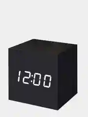 Черный светодиодные настольные LED часы, будильник деревянный куб VST 869
