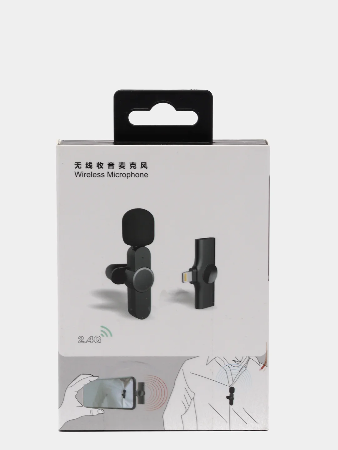 Черный микрофон петличный беспроводной, петличка для iPhone и Android, USB Type-C