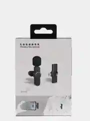 Черный микрофон петличный беспроводной, петличка для iPhone и Android, USB Type-C