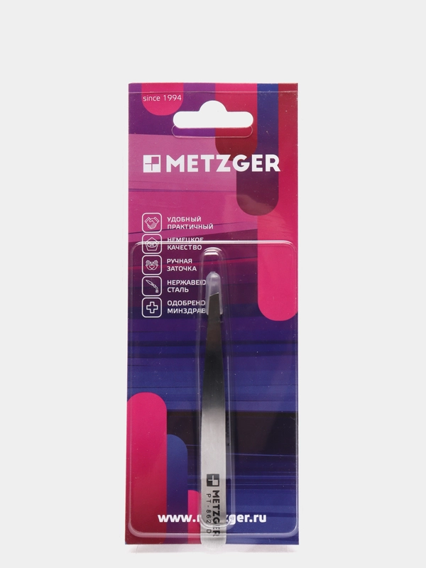 Пинцет для бровей Metzger PT-862-D, скошенный